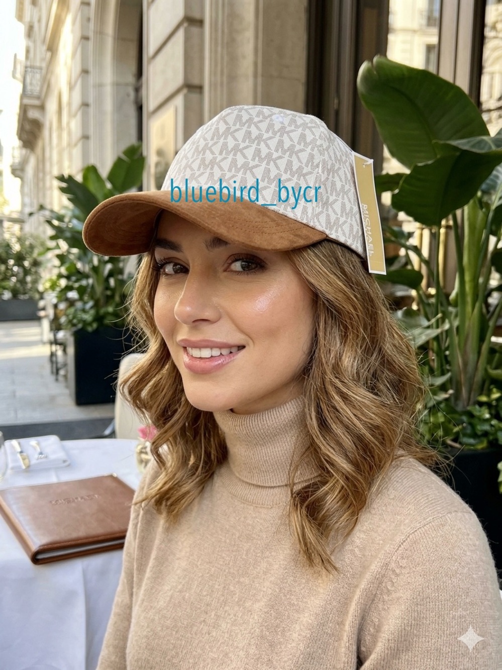 Michael Kors Monogram Baseball Cap Cream/Dark Camel